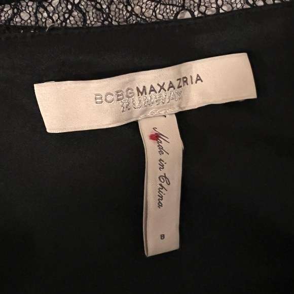 BCBGMAXAZRIA Runway One Shoulder Pleated Overlay Mini Dress. Size 8 - Picture 9 of 10